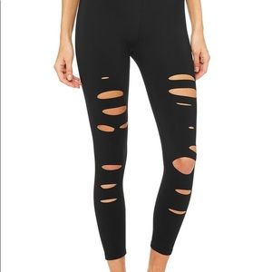Alo high-waisted ripped warrior leggings